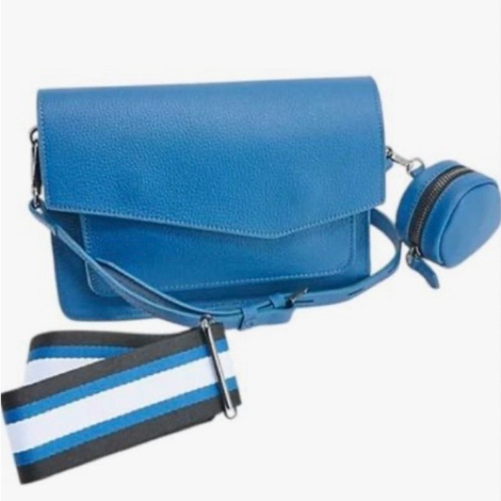 Botkier Blue Crossbody Bag with Striped Strap - Picture 8 of 10